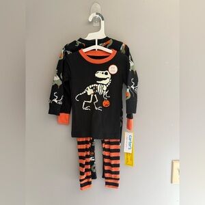 Carters Boy Halloween Dinosaur Matching Pajamas Set 2 Set SZ 18M New 100% Cotton